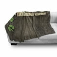 thumbnail image 3 of St. Patrick's Day Soft Flannel Fleece Blanket, Greetings with Wooden Blocks and Paper Shamrocks on Rustic Planks Image, Cozy Plush for Indoor and Outdoor Use, 70" x 90", Umber Beige, by Ambesonne, 3 of 6