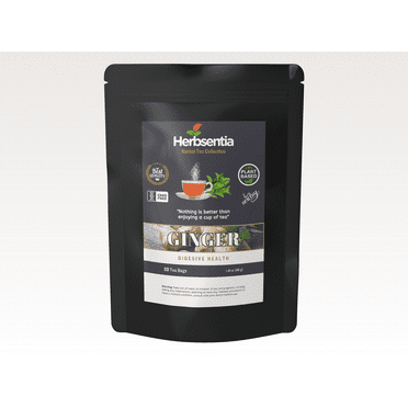 Ginger Herbal Tea – 20 Tea Bags | 100% Dried Ginger Root | Naturally Caffeine-Free | Herbsentia