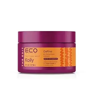 Eco Style Texture Edit Koily Define Elongating Cream for Type 4 curly hair - A sulfate-free maximum hold defining curl cream that smooths lengthens and sculpts. 6oz