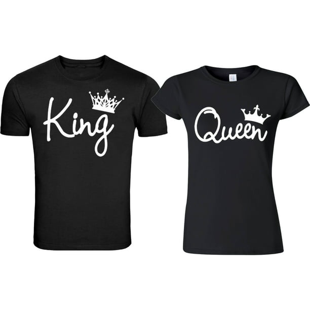 Men Couple Matching Jersey King Queen T-Shirts Graphic His Hers Design ...