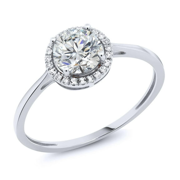 Gem Stone King 1.32 Cttw 10K White Gold IGI Certified Lab Grown Diamond Engagement Ring for Women | Center Diamond 1 Ct | E-F Color | VS1-VS2 Clarity | Available in Size 5 to 9