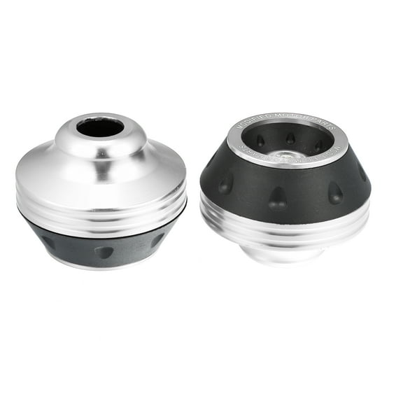 Pair Motorcycle Wheel Front Fork Frame Sliders Falling Protection Anti Crash Silver Tone Universal