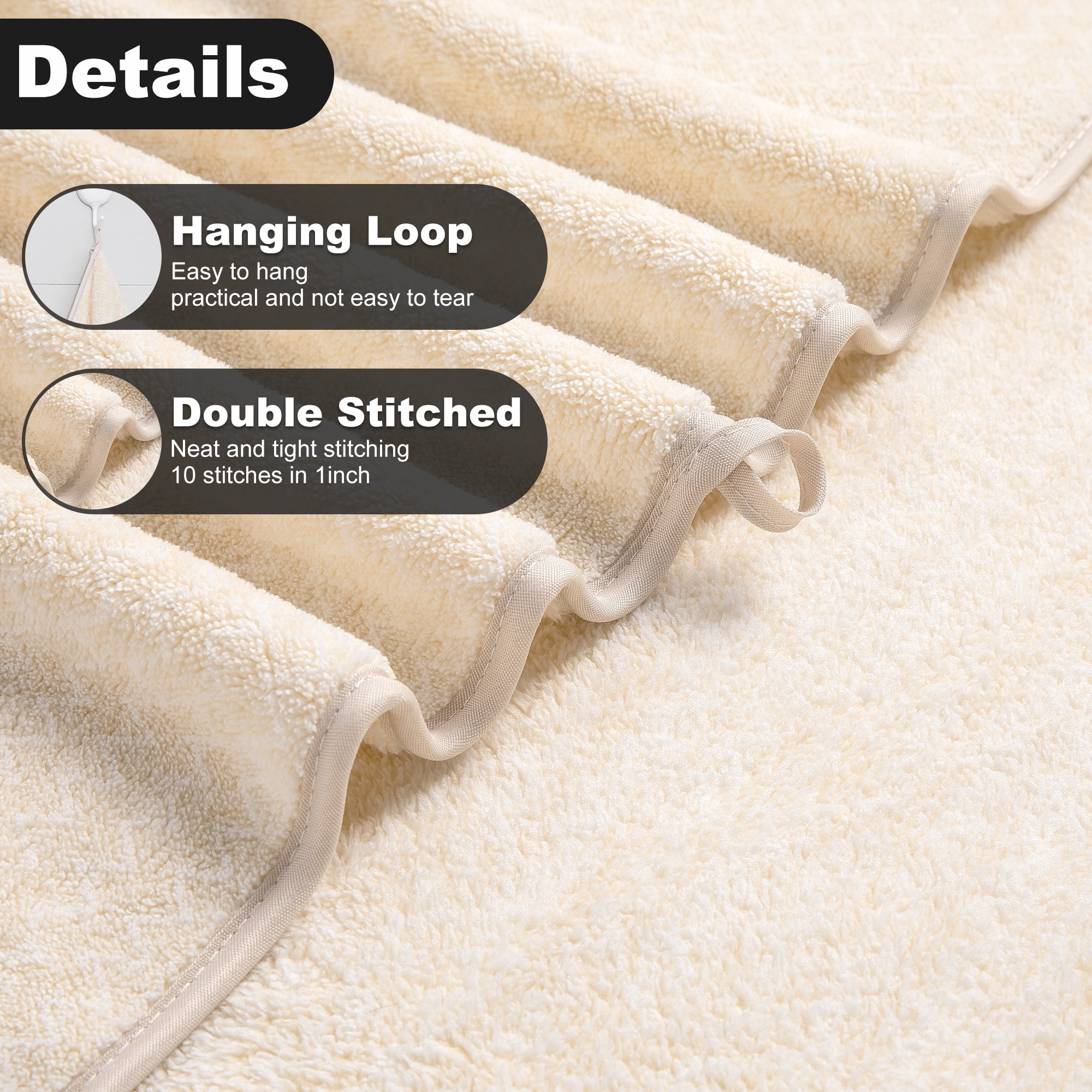 Smuge 6 Piece Beige Bath Towel Set, 2 Bath Towels, 2 Hand Towels, 2 Washcloths, Soft Microfiber Shower Towel for Bathroom