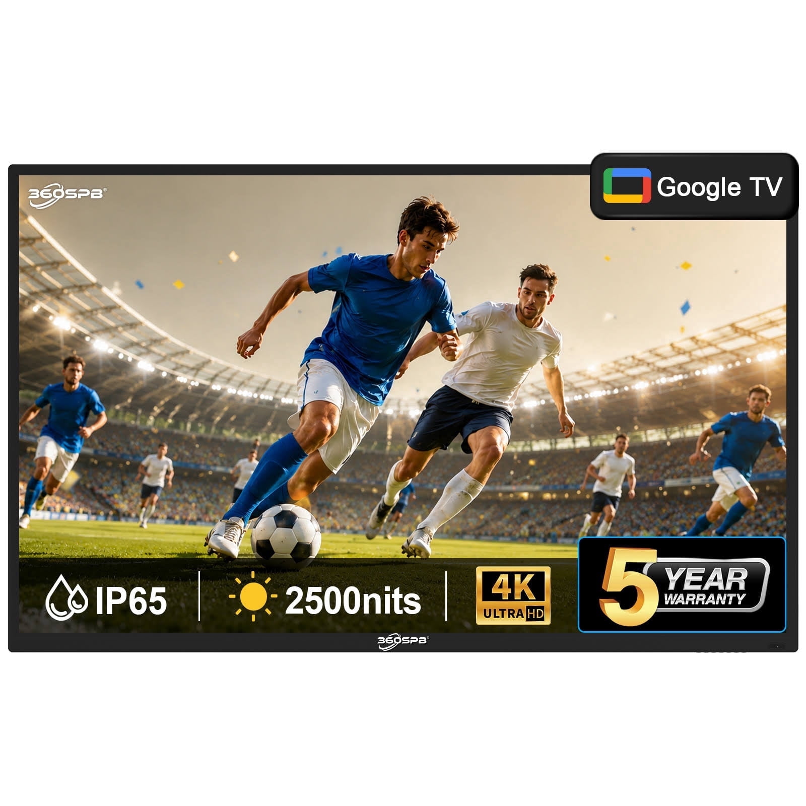 Pyimgus 65 inches outdoor TV, 2500nits Google TV, Smart outside TV, IP65 waterproof TV, 178° Viewing Angle Exterior TV for full sun