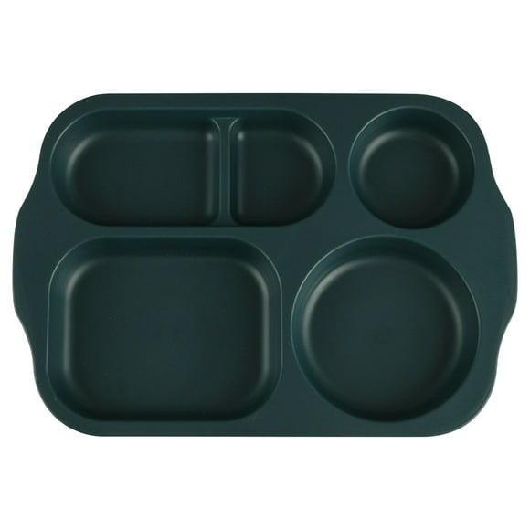 5-Compartment Wheat Straw Kids Plate, BPA-Free Divided Tray for School Cafeteria Meals