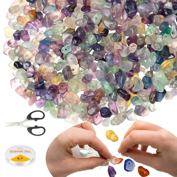 130pcs Natural Chip Stone Beads Gemstone Healing Crystal Loose Rocks Bead Irregular Glass Seed Charm Beads Drilled DIY for Jewelry Bracelet Necklace Earrings Making Crafting Supplies (Color, 5-8mm)