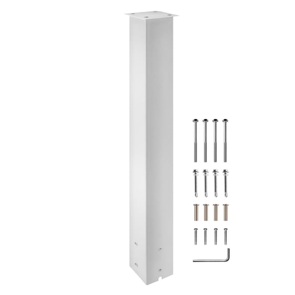 Mailbox Post 43 Inch, White Steel Mailbox Stand Kit, Q235 Surface Mount Post for Curbside Mailboxes, Universal Outdoor Mail Post Replacement