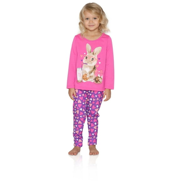 Komar Kids Girls Pajama Long Sleeve Top and Legging Pants Sleepwear, Size: 4