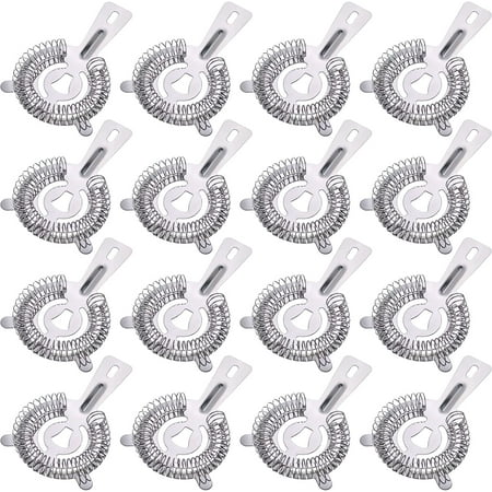 

16 Pieces Bar Strainers Bartender Strainer Cocktail Strainers Stainless Steel Drink Strainer Sliver Shaker Strainer Ice Bar Shelf Strainer for Bartenders Drinking Water Filtering