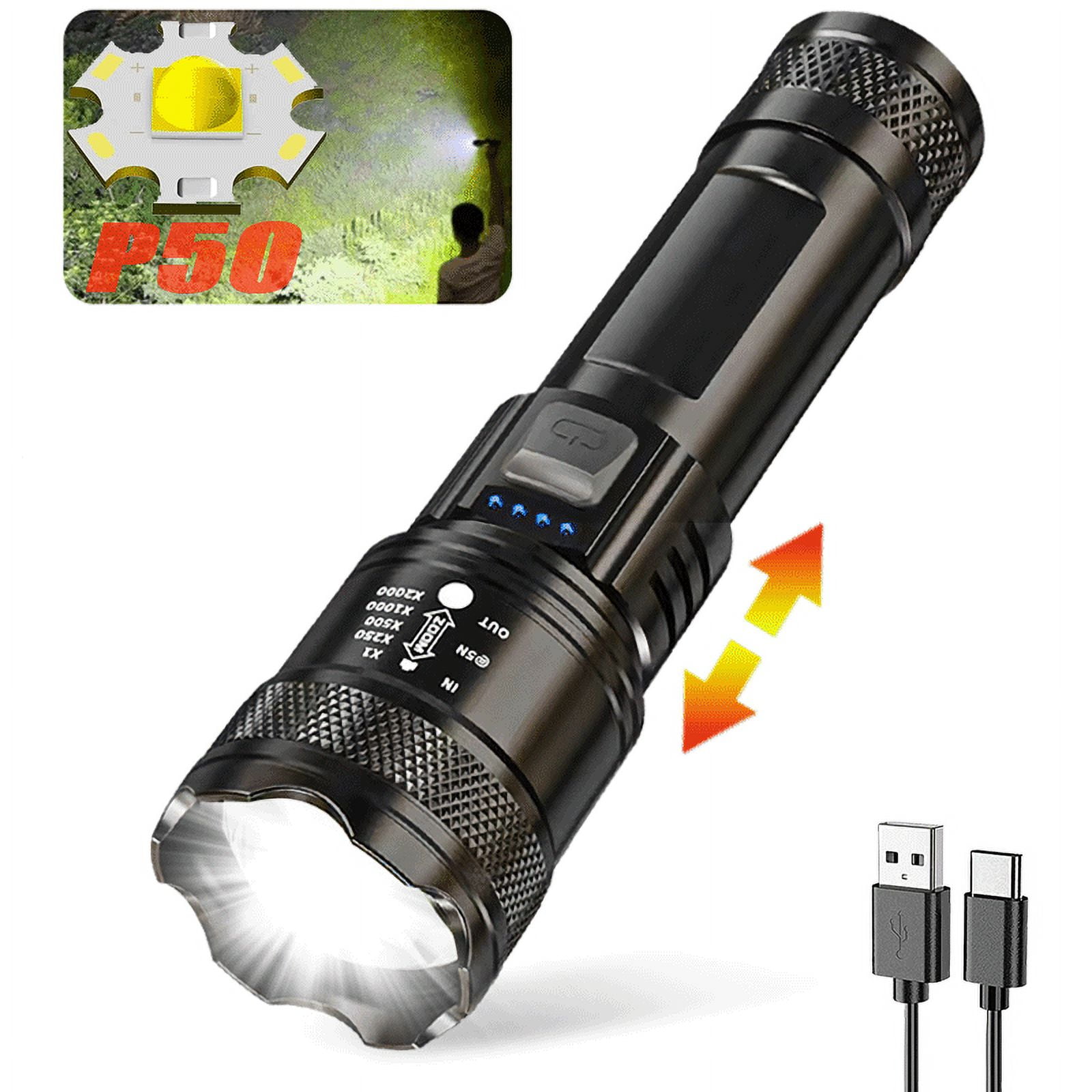 TEQDOT Rechargeable Tactical Flashlight - 990000 Lumens, Zoomable, IPX6 Waterproof, 3 Modes - View #4