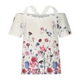 thumbnail image 4 of Moda Mujer Causal Impresión Blusa Encaje Manga Corta Camiseta Verano Tops Fridja ghk5604, 4 of 8