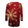 thumbnail image 4 of iTNHFP T-Shirt pour Femmes T-Shirts pour Femmes Mode Imprimé de Noël Col Rond Manches 3/4 Haut, 4 of 4