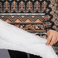 thumbnail image 3 of Oversized Wearable Blanket Hoodie,Black Geometric and Floral Pattern Sherpa Blanket Hoodie with Super Pockets,Super Warm Fuzzy Pullover for Women & Men, 3 of 6