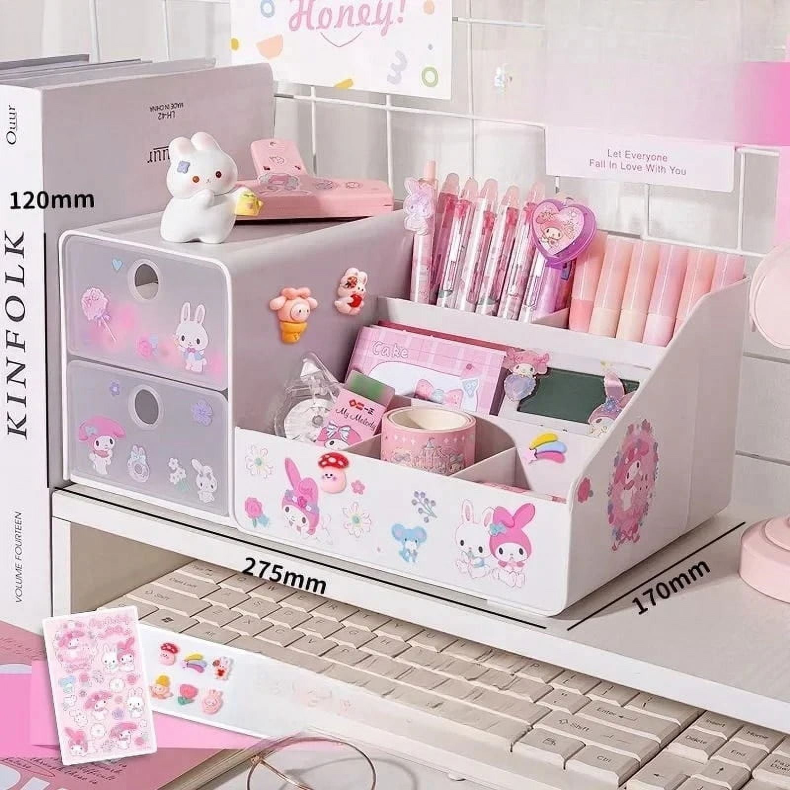 Kawaii Sanrio Kuromi My Melody Pen Holder Storage Box Cartoon