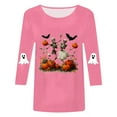 thumbnail image 6 of zaveiop Halloween Shirts for Women Funny Cute Ghost Fall Shirts 3/4 Length Sleeve Pumpkin T-Shirts Thanksgiving Graphic Tees (Z-Pink, L), 6 of 6
