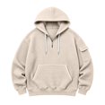 thumbnail image 4 of Rhuody Sweatshirt For Mens Crewneck Solid Color Long Sleeve Sweatshirts Half Zip Sweatshirt With Pocket 2Xl Beige, 4 of 4