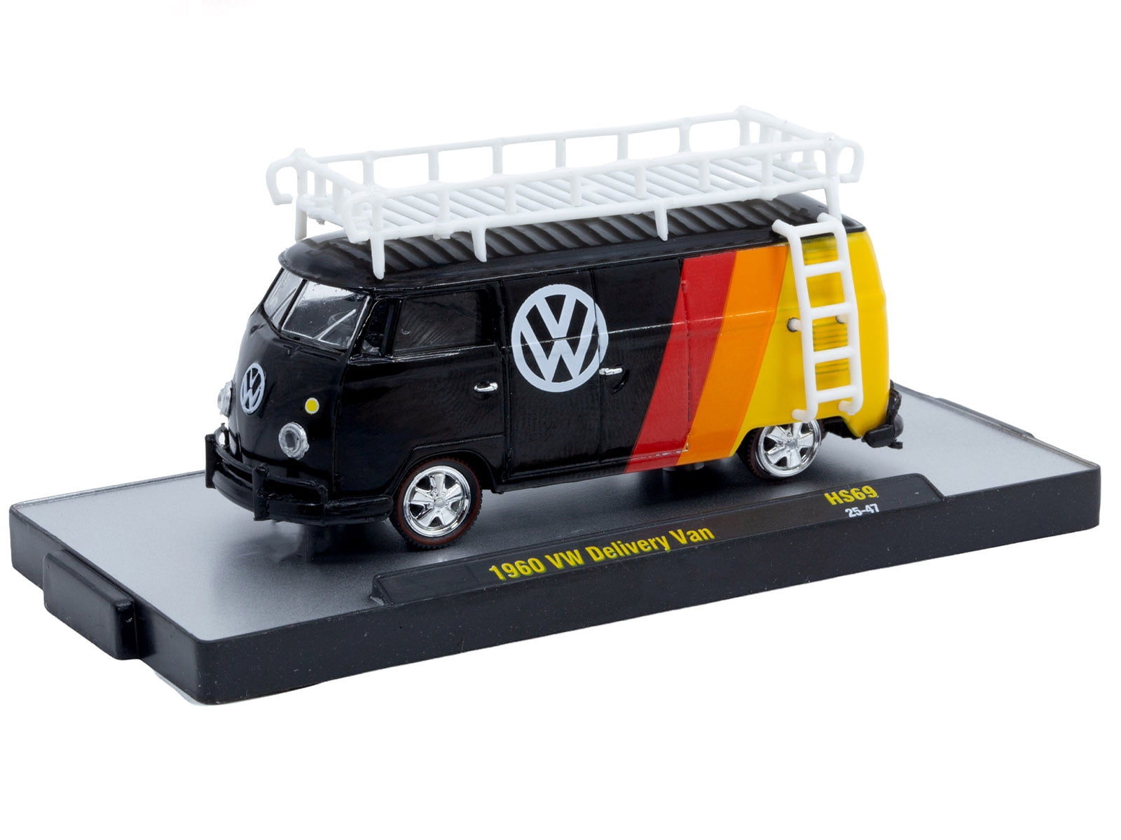 1960 Volkswagen Delivery Van Black with Stripes and White Roof