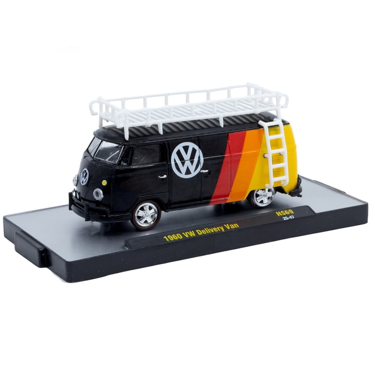 1960 Volkswagen Delivery Van Black with Stripes and White Roof