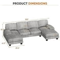 thumbnail image 6 of Homall Modern U-Shape 6 Seat Sectional Sofa, Chenille Fabric Modular Couch, Oversized Sofa with Chaise for Living Room, Light Gray, 6 of 9