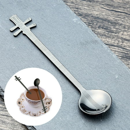 

Stainless Steel Coffee Spoon Musical Instrument Spoon Yueqin Ice Spoon Drink Mixing Spoon Color Handle Spoon Kitchen Gadgets