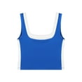 thumbnail image 4 of ATHLECHIC Top de tanque corto ajustado para mujer, con escote cuadrado y bloque de color, camisón deportivo para el verano, color azul real, 4 of 5