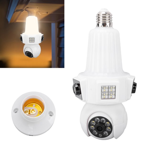 Bombilla Bombilla Cámara De Seguridad Enchufe E27 2.4GHz WiFi Cámara HD De 4MP Detección De Movimiento Lente Dual NTP Sincronización De Tiempo