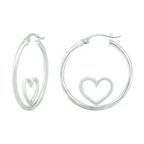 Sterling Silver Heart Hoop Earrings