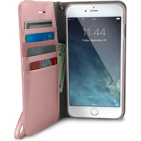 Smartish iPhone 8 Plus / 7 Plus Wallet Case - Keeper of The Things - [Silk] Folio Wallet Synthetic Leather Portfolio Flip Credit Card Cover with Kickstand - Rosé All (Best Stock Portfolio App Iphone)