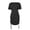 1_Black, variant on Asxite Summer Dresses for Women Casual Solid Round Neck Adjustable Drawstring Short Sleeve Slim Sundress