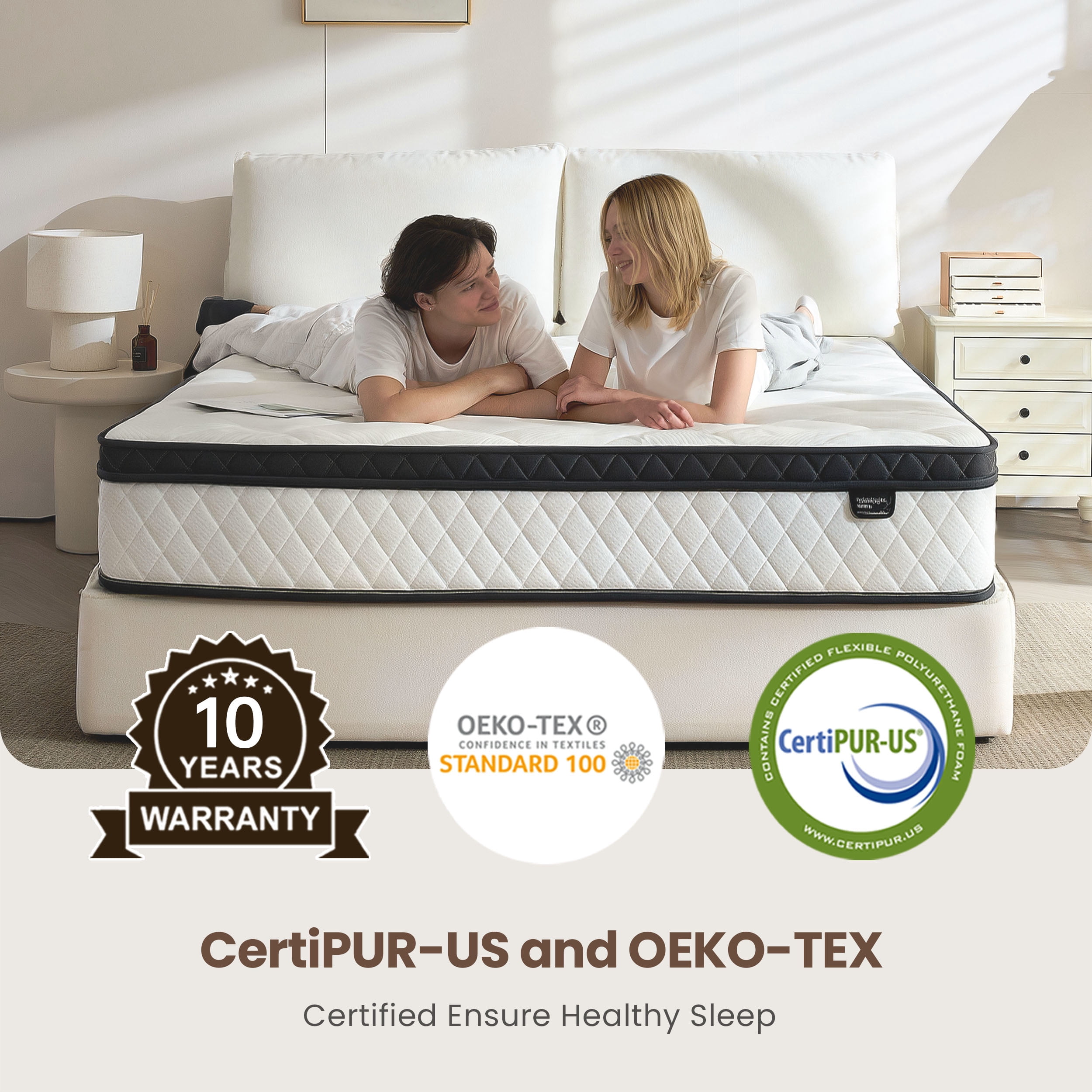 Blinddarm 12inch King Hybrid Mattress in a Box Memory Foam Mattress Medium Firm with Individual Pocket Spring, Upgrade Zoned Support