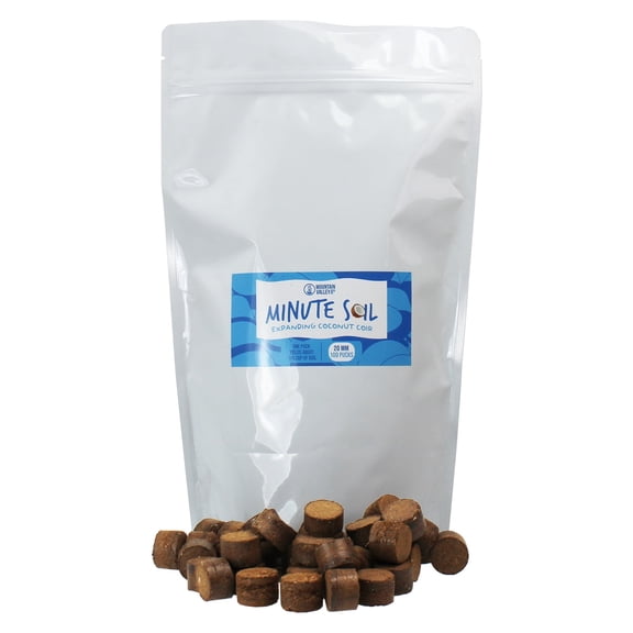 Minute Soil - Compressed Coco Coir Fiber Grow Medium - 20 MM - 100 Pucks (1 Pack)
