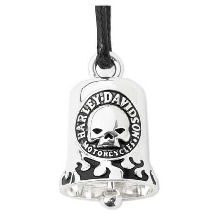 Harley-Davidson HD Classic Willie G Skull With Black Flames Ride Bell, Silver, Harley Davidson