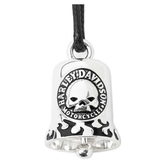 Harley-Davidson HD Classic Willie G Skull With Black Flames Ride Bell, Silver, Harley Davidson
