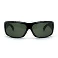 thumbnail image 3 of Mens Classic 90s Thick Temple Rectangular Biker Sunglasses Shiny Black Green, 3 of 4