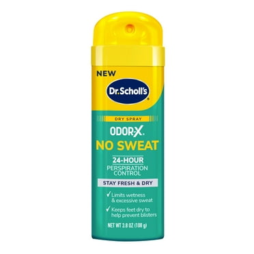 Dr. Scholl’s Odor-X No Sweat Dry Foot Spray, Unscented, 24-Hr Perspiration Control, 3.8oz, 1 Count