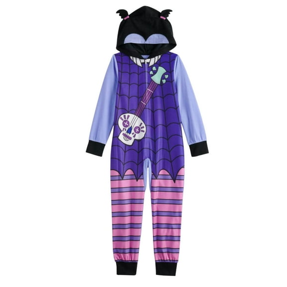 Disney Girls Purple Vamperina Hoodie Blanket Sleeper Union Suit Pajamas 10