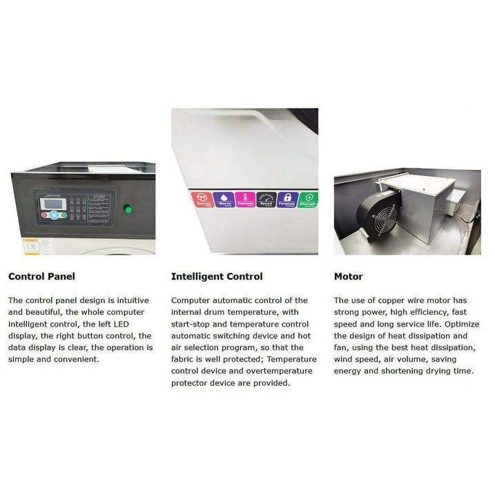 220V Commercial Industrial Fully Automatic Clothes Dryer 33LB Dry Clothes Capacity