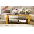 thumbnail image 4 of DAJU Modern Black Mirror Coffee Table,Rectangle,Asymmetrical Metal,Gold Finish & Lower Shelf,47.5", 4 of 8