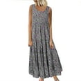 thumbnail image 2 of Summer Dresses 2023 Plus Size Women Dresses Casual Halter Dresses Sleeveless Dresses French Ethnic Dresses Floral Print Long Dresses High Waist Midi Beach Dresses O Neck Sundress, 2 of 6