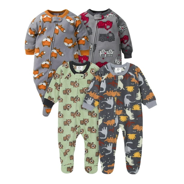 Gerber Gerber Baby Boys Microfleece Blanket Sleeper Pajamas, 4Pack