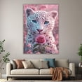 thumbnail image 6 of Mudket Framed Pink Leopard with Rose Canvas Wall Art, Cute Floral Animal Print Wall Decor, Ready to Hang for Girls Bedroom Living Room - 12"L x 8"W, 6 of 10