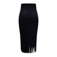 thumbnail image 4 of LWavelet Faux Suede Fringe Midi Skirt Women Western Style Fall Casual Stylish Versatile Bottoms Black S, 4 of 4