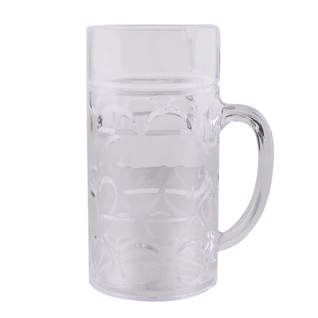 Jarra de cerveza de plástico transparente de 32 oz con asa, reutilizable, apta para lavavajillas, de plástico para uso en interiores y exteriores, gran capacidad