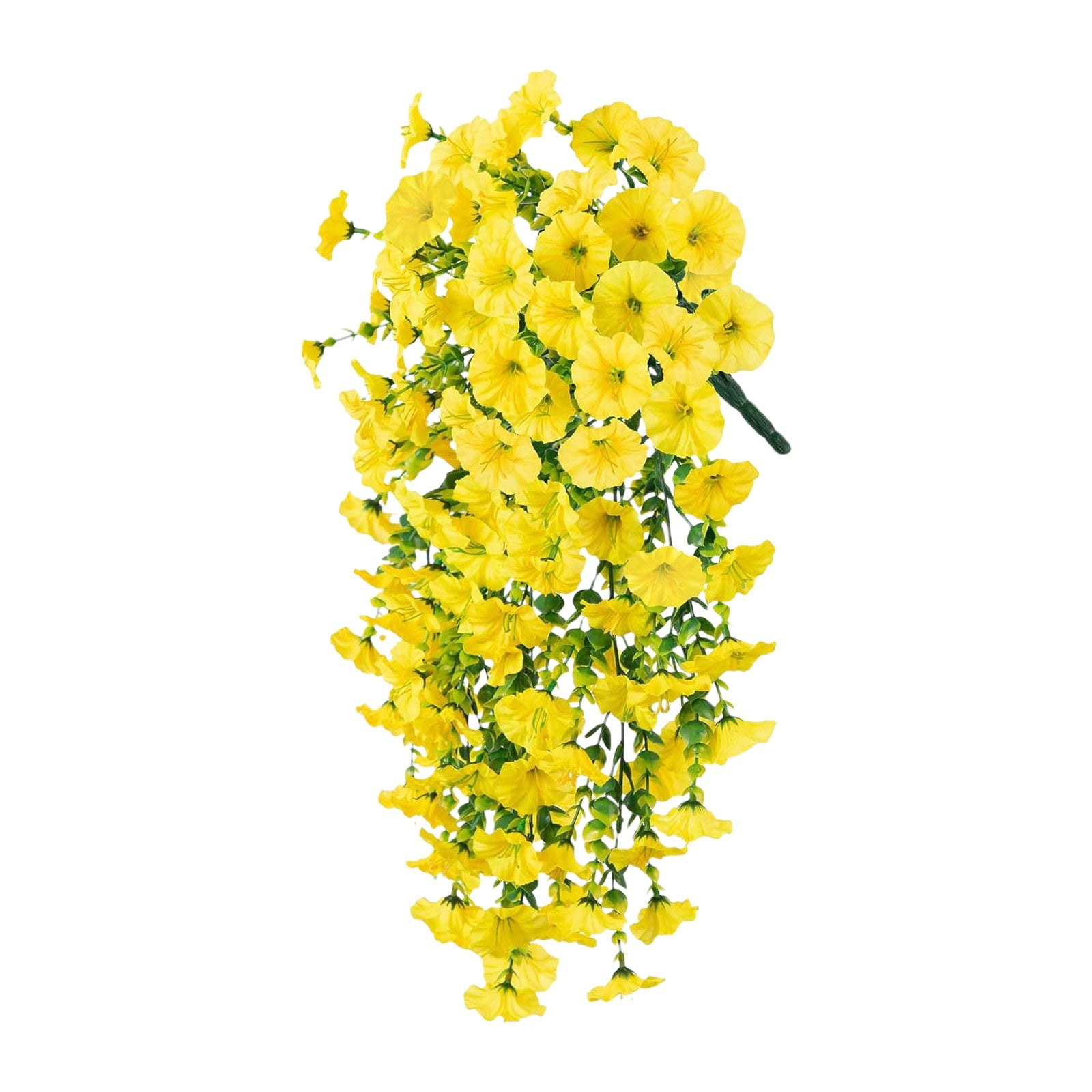 Twfbrm Artificial Hanging Flowers for Outdoor, 30" Long Realistic Silk Morning Glory with Eucalyptus, UV Resistant Look Real Faux Plants Spring Summer Decorations for Porch Patio Balcony Garden