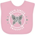 thumbnail image 3 of Inktastic Brain Cancer Awareness with Grey Ribbon and Butterfly Boys or Girls Baby Bib, 3 of 4