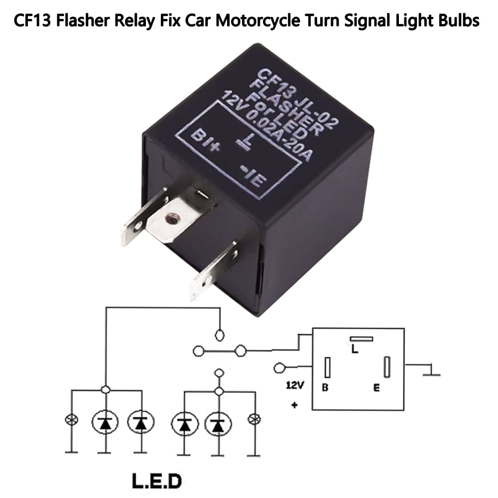 CF13 JL-02 Relé intermitente electrónico ajustable para vehículo de  automóvil, bombillas LED intermitentes intermitentes Hyper Blink Flash, 12V  10A