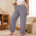 thumbnail image 2 of yillto Womens Plus Size Lounge Pant Pajamas Wide Leg Palazzo Elastic Waist Comfy Sleepwear Pants XL-5XL, 2 of 5