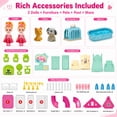 thumbnail image 6 of JoyStone 106 PCS Doll House Building Set, Pink DIY Dollhouse with Light String, Plastic Floor, 2 Dolls, Pool and Slide for Girls Ages 3+, 6 of 10