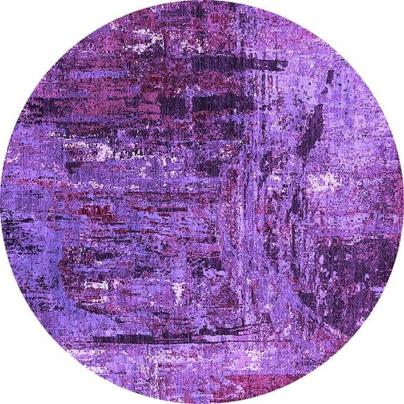 Ahgly Company Indoor Round Oriental Purple Industrial Area Rugs, 7' Round