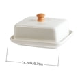 thumbnail image 4 of Ceramic Butter Dish with Lid, Covered Porcelain Food Container with Wooden Knob, Countertop Keeper for Butter Cheese Sauces Leftovers and Serving, 4 of 6